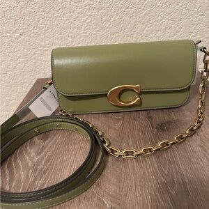 NWT Coach Bag with Interchangeable Gold Chain strap and Dust Bag.